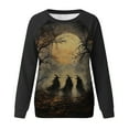 thumbnail image 4 of YUGYXL Womens Halloween Long Sleeve Sweatshirts Plus Size Loose Festival Shirts Spooky Season Fall Pullover Coffee M, 4 of 5