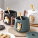 thumbnail image 2 of Advancent Taza de agua de cerámica para perros, tazón de desayuno con decoración de animales, bonito vaso grande para el vientre con tapa y Juegos de servir café y té Estera de madera, 2 of 6