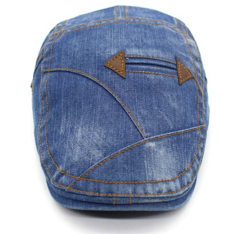 Yirtree Jeans Sports Beret Washed Flat Women Outdoor Vintage Denim Cap Visor Men Hat Sun