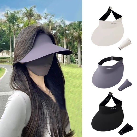 XINPING Women's Foldable Sun Visor Hat, Wide Brim UV Protection Packable Summer Beach Cap with Adjustable Strap for Outdoor Activities, Travel and Vacation