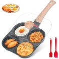 thumbnail image 1 of Sartén Antiadherente para 4 Huevos con Tapa, Sartén de Aluminio con Cepillo de Silicona y Espátula, Sartén Antiadherente Adecuado para Huevos Fritos, Hamburguesas, etc. (Negro), 1 of 4