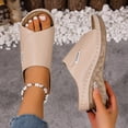 thumbnail image 5 of Modstep Orthopedic Sandals for Women Leather Wedge Walking Slides Dressy Platform Arch Support Open Toe Slip on Summer Shoes size 6 Beige, 5 of 7