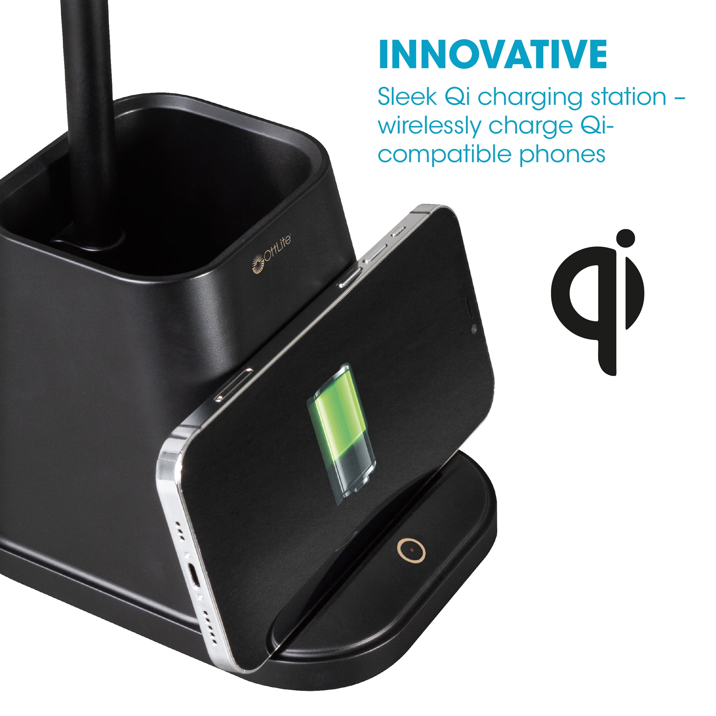 OttLite Merge LED Desk Lamp with USB and Wireless Charging