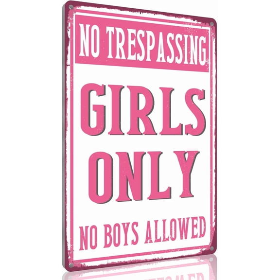 8 x 12 in Metal Tin Sign - No Boys Allowed Sign for Girls Room Decor Preppy Teen Girl Bedroom Decor Funny Pink Kids Privacy Door Sign Gifts for Girls 8x12 Inch
