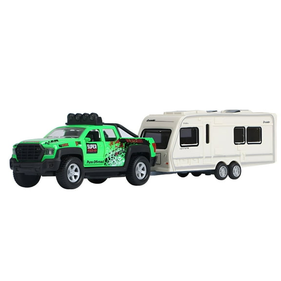 BESTSKY Tow Truck Toy,Alloy Off-Road Camper Vehicle Gifts for Kids,Simulated Travel Design Truck with Tractor,Style1
