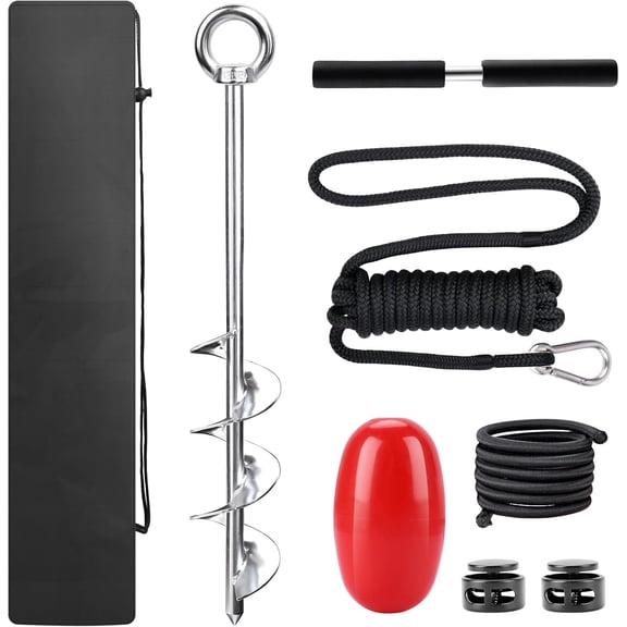 17" Sand Anchor Kit, 304 Stainless Steel Triple Spiral Auger Boat Anchor for Beach and Sandbar, Ideal for Watercraft Up to 25'