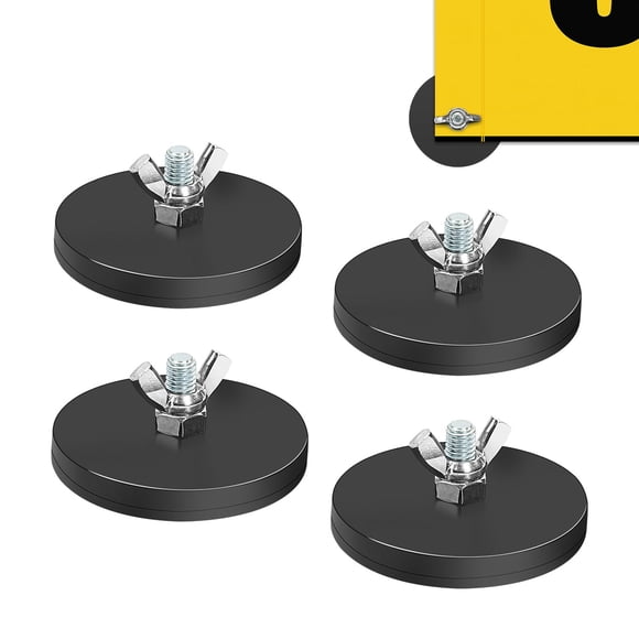 4Pcs Rubber Coated Heavy Duty Magnetic Flag Holder for Oversize Load Signs, Strong Magnet for Wire Loop Flags with Locking Wing Nut, Oversize Load Ma