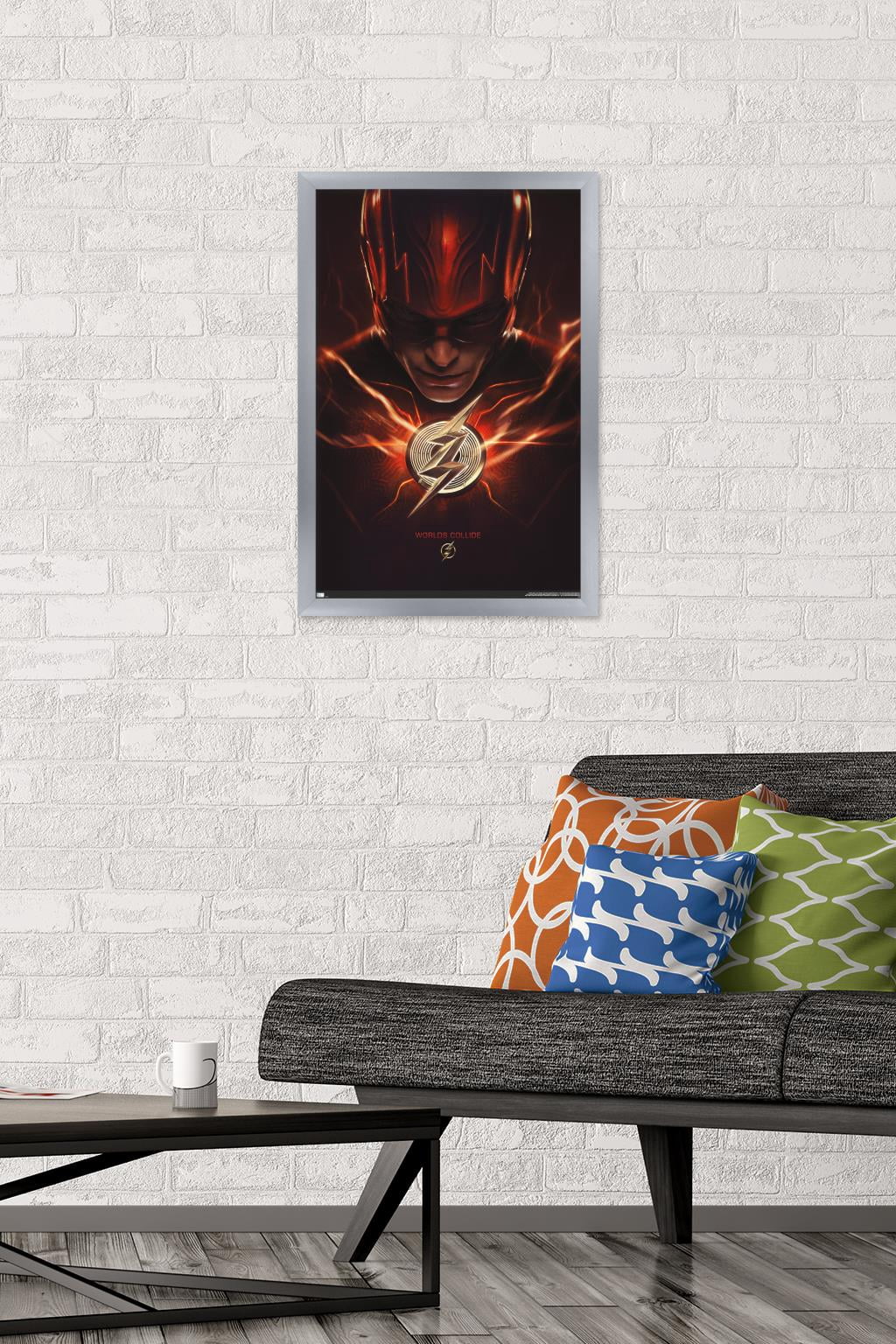 DC Comics Movie The Flash - The Flash One Sheet Wall Poster, 14.725" x 22.375" Framed