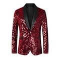 thumbnail image 5 of INSPIRE CHIC Sequin Tuxedo for Men's Argyle Pattern Peak Lapel Prom Shiny Blazer 2XL Red, 5 of 6