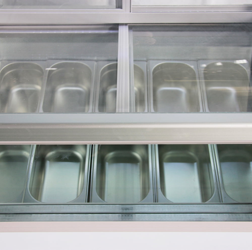 TECHTONGDA Ice Cream Showcase 10 Pan Dessert Display Freezer with LED Light 220V