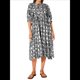 thumbnail image 3 of Vestido Midi Holgado Informal de Verano para Mujer, con Escote en V, Cordones, Media , Estampado Geométrico Bohemio Negro L, 3 of 9