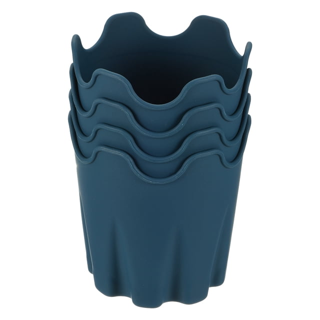 Unique Bargains 4' Silicone Round Flower Pot Planter Decorative Container, Green 4 Pack