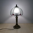 thumbnail image 4 of Tiffany Table Lamp, Stained Glass Lamp, Simple European Style,Small Night Light,Durable Bronze Metal Base Eye-Caring Lamp for Bedroom Living Room Office Bedside lamp(7.9*14.2*4.7 in)White, 4 of 9