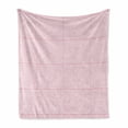 thumbnail image 1 of Picnic Soft Flannel Fleece Throw Blanket, Continuous Gingham Check Simplistic Concept Buffalo Squares Illustration, Cozy Plush for Indoor and Outdoor Use, 70" x 90", Baby Pink and White, by Ambesonne, 1 of 5