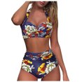 thumbnail image 1 of Aligament Swimsuit Bikini Sets For Womens High Breast Contrast Gradient Split Bikini Set One Piece, 1 of 7