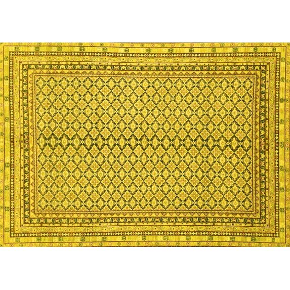 Ahgly Company Indoor Rectangle Abstract Yellow Modern Area Rugs, 2' x 3'