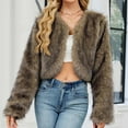 thumbnail image 6 of AUNVITO Women Winter Warm Faux Fur Coat V-Neck Long Sleeve Solid Outerwear Casual Party Jacket, 6 of 9