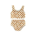 thumbnail image 1 of Gureui Toddler Infant Baby Girls Swimsuit Set, Kid Baby Print / Plaid Pattern Bathing Suit Fly Sleeve Tops Matching Shorts 2Pcs Clothes Set, 1 of 8