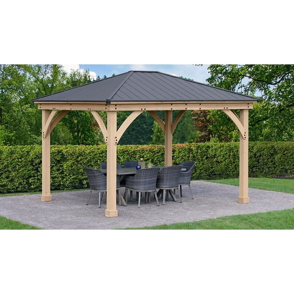 Yardistry 11 ft. x 13ft. Meridian Gazebo with Graphite Aluminum Roof