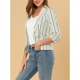 thumbnail image 6 of INSPIRE CHIC Women's Striped Blazer  3/4 Sleeves Casual Open Front Notched Lapel Blazer L White, 6 of 9