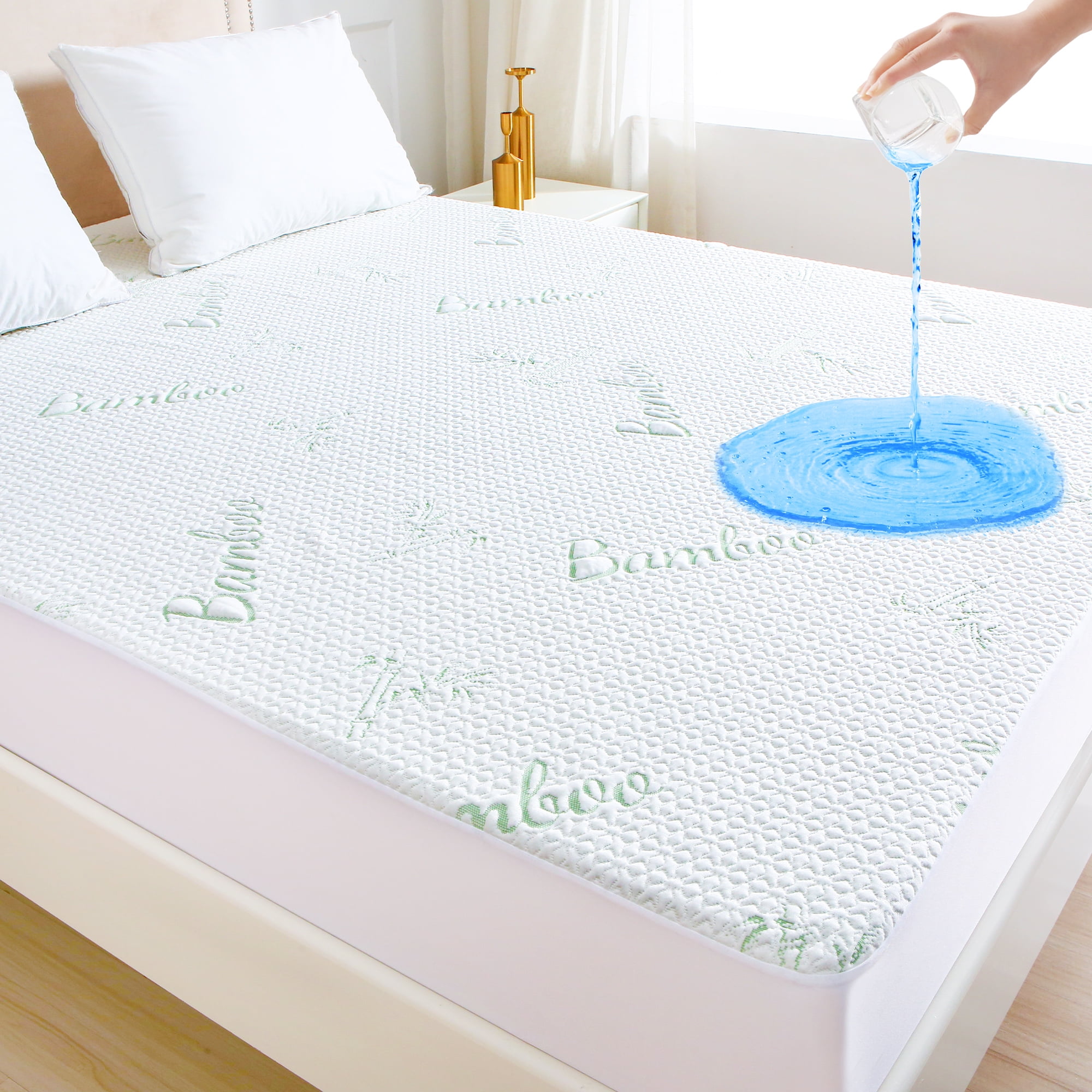 Quilted Waterproof Mattress Protector Pad Twin Size for Air Mattress Soft  Noiseless Fitted Matress Cover with Elastic Pocket White