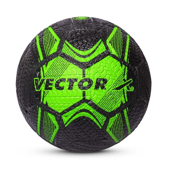 Vector X Street Soccer Rubber Moulded Football Size-5 | Green & Black | Rubberized Moulded Ball
