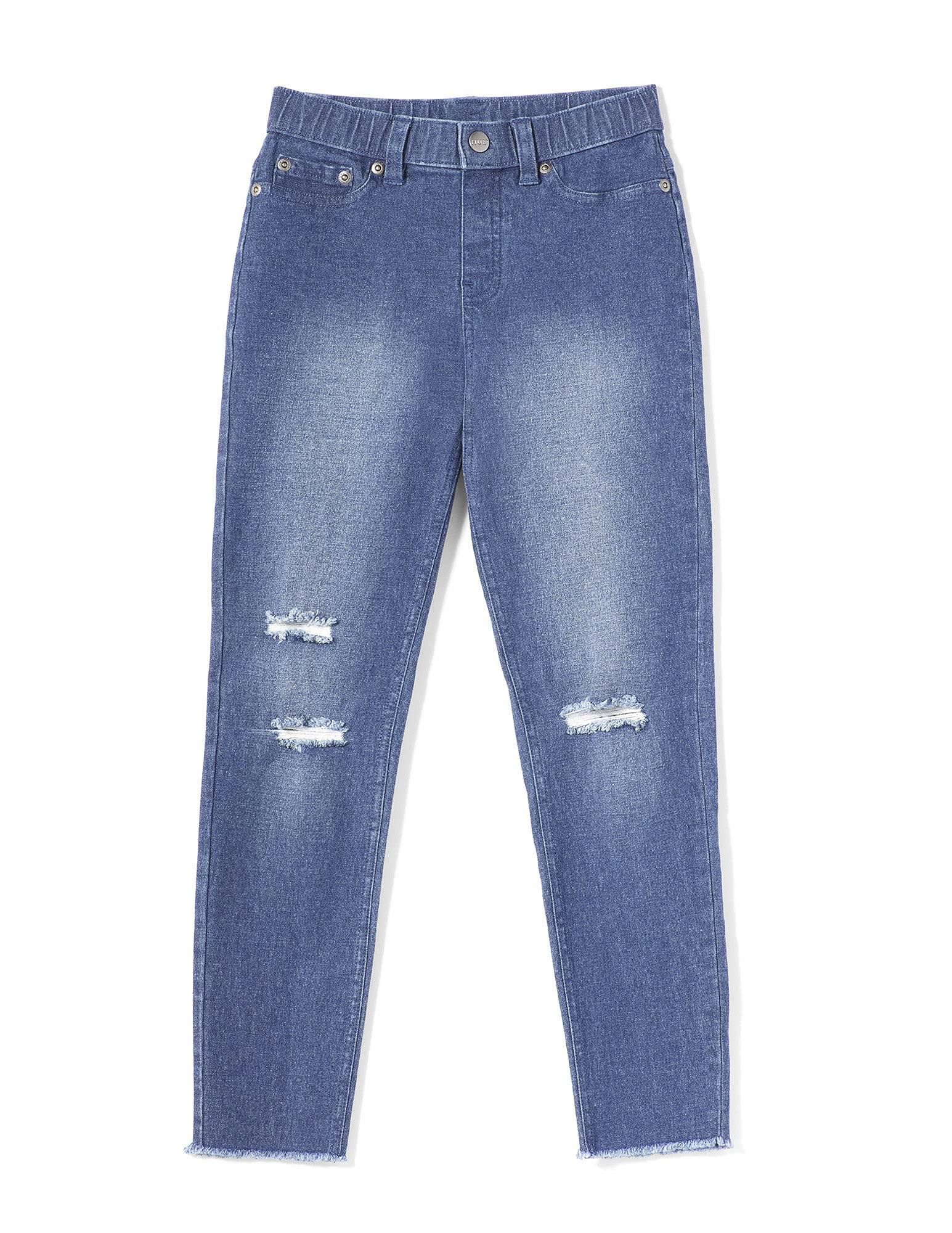 HUE Women's Ripped Knee Denim Leggings - High Waist Stretchy Comfort Pants