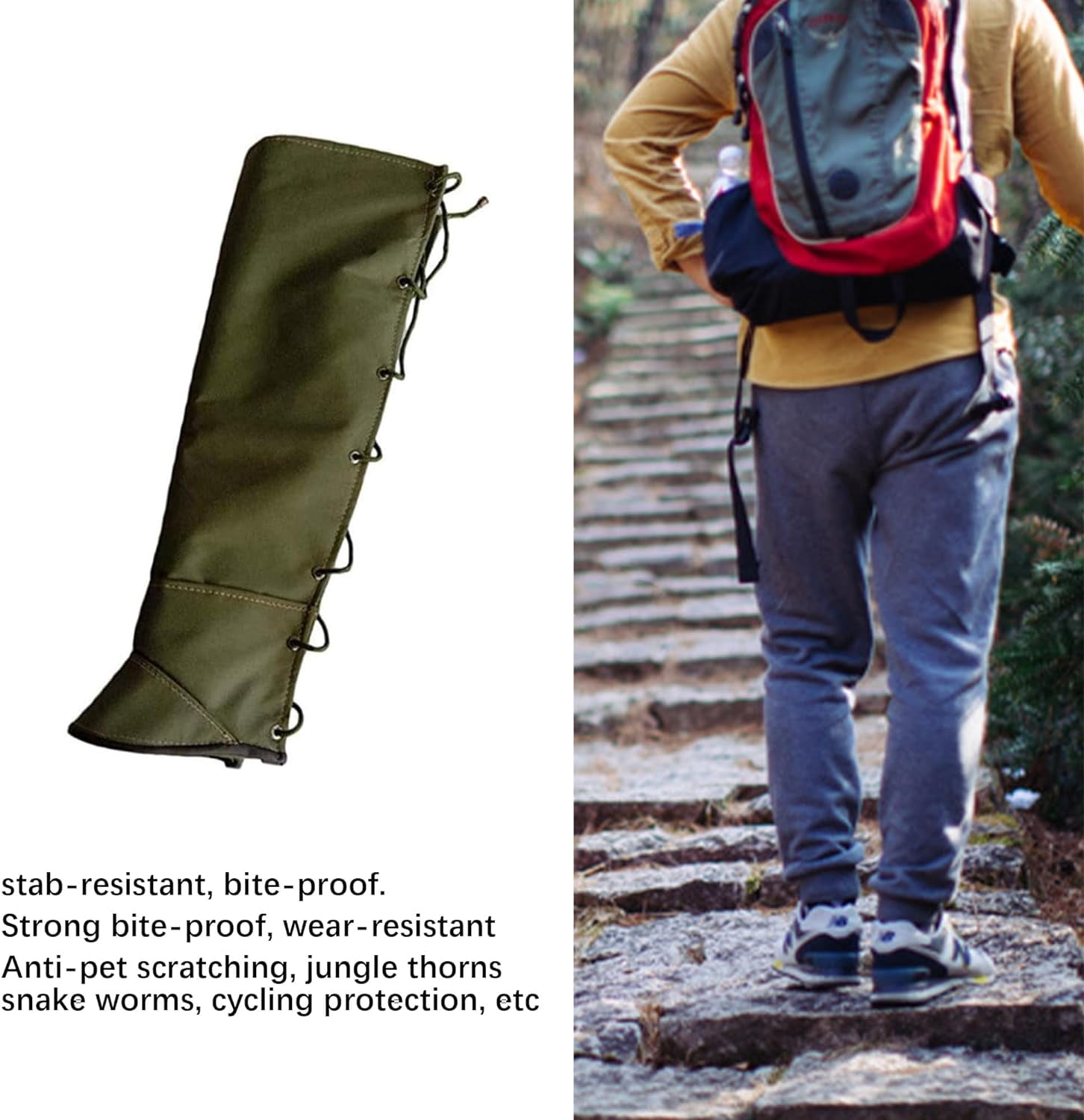 Snake Gaiters for Hiking:Boot Gaiters for Men Women,Waterproof Snow Gaiters Legs Guards for Hiking Hunting Boots,Legs Gaiters for Snake Bite Protection with Adjustable Rope,22Inch