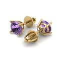 thumbnail image 2 of 14K Solid Gold Screw Back Stud Earrings for Women | 1.5 cttw Round Cut Simulated Alexandrite | Yellow Gold, 2 of 5