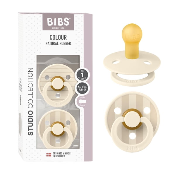 Chupones BIBS Ivory Steel Blue Mix Tetina Redonda de Látex Natural para Bebés de 0 a 6 Meses