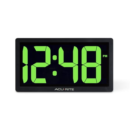 AcuRite 75112M 10-inch LED Digital Clock with Auto Dimming Brightness Green