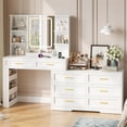 thumbnail image 4 of ELYKEN Makeup Vanity Desk with LED Mirror, 8 Drawers, 78"W, White, 4 of 11
