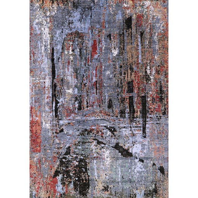Ahgly Company Machine Washable Indoor Rectangle Industrial Modern Eggplant Purple Area Rugs, 5' x 7'