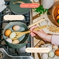 thumbnail image 6 of Beautiful 12-Piece Ceramic Nonstick Cookware Set, Pots and Pans with Strainer Lids, Thyme Green by Drew Barrymore, 6 of 19