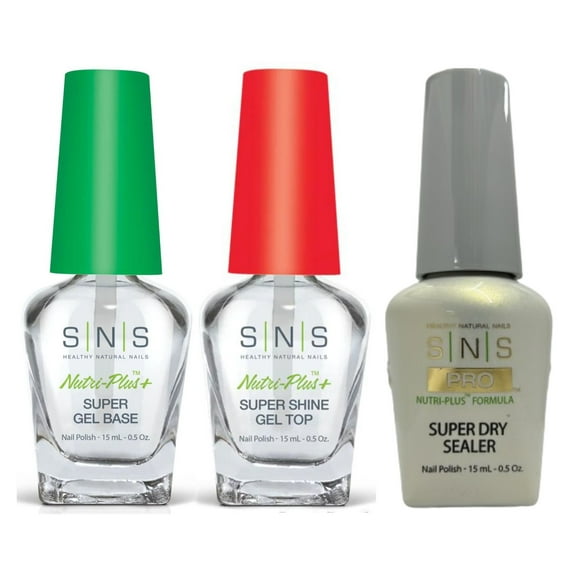 SNS Dip Liquid Nutri-Plus 3 pcs - Super Gel Base with Cal&VIT E/Sealer Dry /Shine Gel Top ( 0.5 oz each )