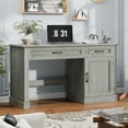 thumbnail image 6 of Vabches 47" Executive Desk with Charging Station and Storage, Farmhouse Wood Computer Desk with 2 Drawers & 1 Cabinet for Home Office, 6 of 7