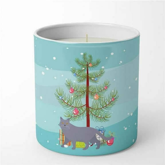 Carolines Treasures CK4574CDL 3.75 x 3.25 in. Unisex British Shorthair No.1 Cat Merry Christmas 10 oz Decorative Soy Candle