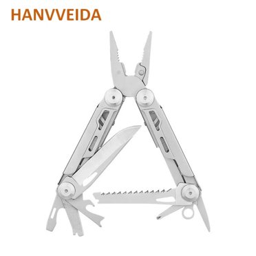 HANVVEIDA 13-In-1 Multitool Pliers Multi Tool with Safety Locking and Pocket Sheath,silver