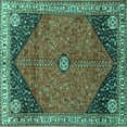 thumbnail image 1 of Ahgly Company Machine Washable Indoor Square Medallion Turquoise Blue Traditional Area Rugs, 3' Square, 1 of 4