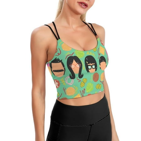 Family Members Bob s Burgers Sports Bra For Women Padded Crop Top Camisole Yoga Tank Top Vest Workout Tops Racerback With Built In Bra Activewear Fitness Gym