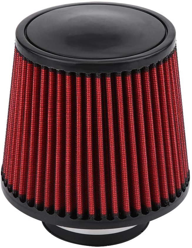 Esenlong 100mm Universal Car Modification High Flow Inlet Air Intake Round Cone Air Filter Cleaner Red 