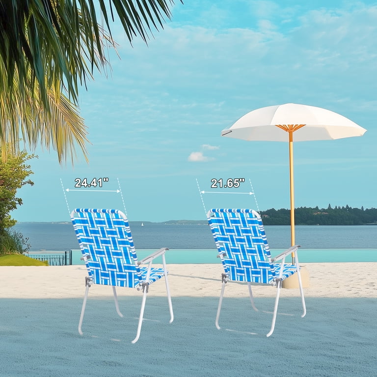 Ktaxon 4Pcs Patio Folding Web Lawn Chair Set, Outdoor Beach Chair