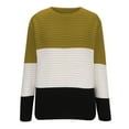 thumbnail image 5 of Womens Color Block Sweaters Long Sleeve Crewneck Striped Pullover Knit Jumper Tops Stretch Fall Cute Elegant Soft Loose 2024 Pullover Sweaters, Gold (Medium), 5 of 6