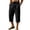 Black #1, variant on Men's Capris Breathable Textured Linen Cropped Trousers Drawstring Elastic Waist Stitched Ribbed Hem Mid-Calf Casual Pants White M