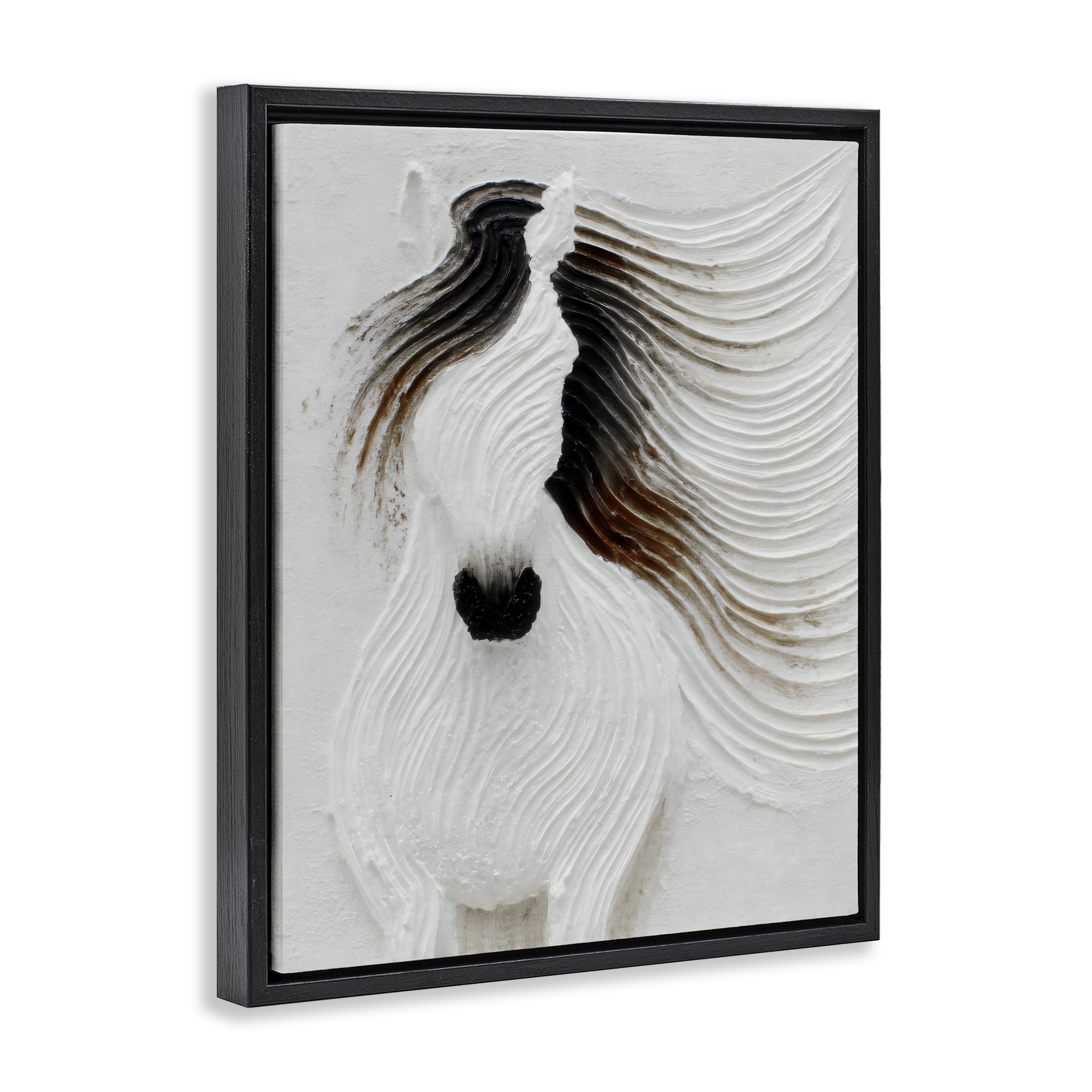 Stupell Industries Grooved Horse in Flowing Motion Black Framed Floater Canvas Wall Art, design by Ink Drop Loft