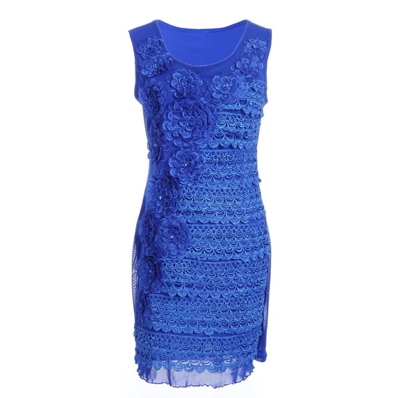 S/M Fit Yarn Flower Appliques Rhinestone Embellishments Dress