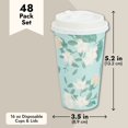 thumbnail image 4 of 48-Pack Disposable Floral Paper Coffee Cups with Lids 16 oz, to Go Coffee Cups for Flower-Themed Birthday Party Supplies, Wedding Reception, 4 of 9