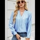 thumbnail image 5 of Blusas Tipo Túnica Informales Holgadas con Cuello en V y Larga para Mujer con Bolsillo Azul M, 5 of 9