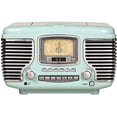 thumbnail image 1 of Crosley CR612B-AB Corsair Radio AM/FM Bluetooth de mesa con reproductor de CD y reloj despertador dual, azul aguamarina, 1 of 5