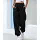 thumbnail image 2 of Pantalones largos para mujer, cintura elástica, Color puro, diseño con bandas en el tobillo, pelusa Extra, pantalones femeninos de moda, negro S, 2 of 7